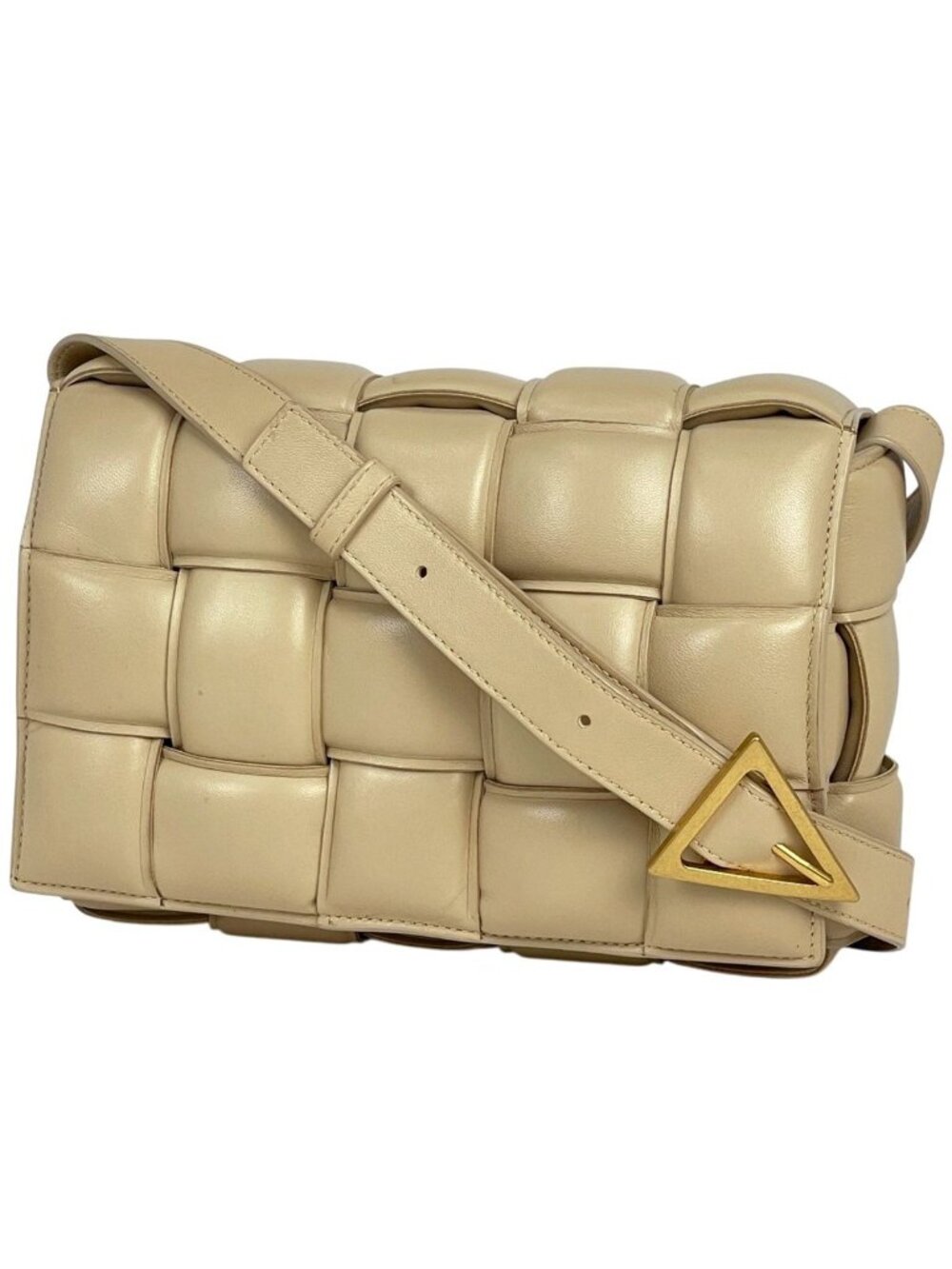 Bottega Veneta Shoulder Bag Padded Cassette Maxi Intrecciato Leather Beige
